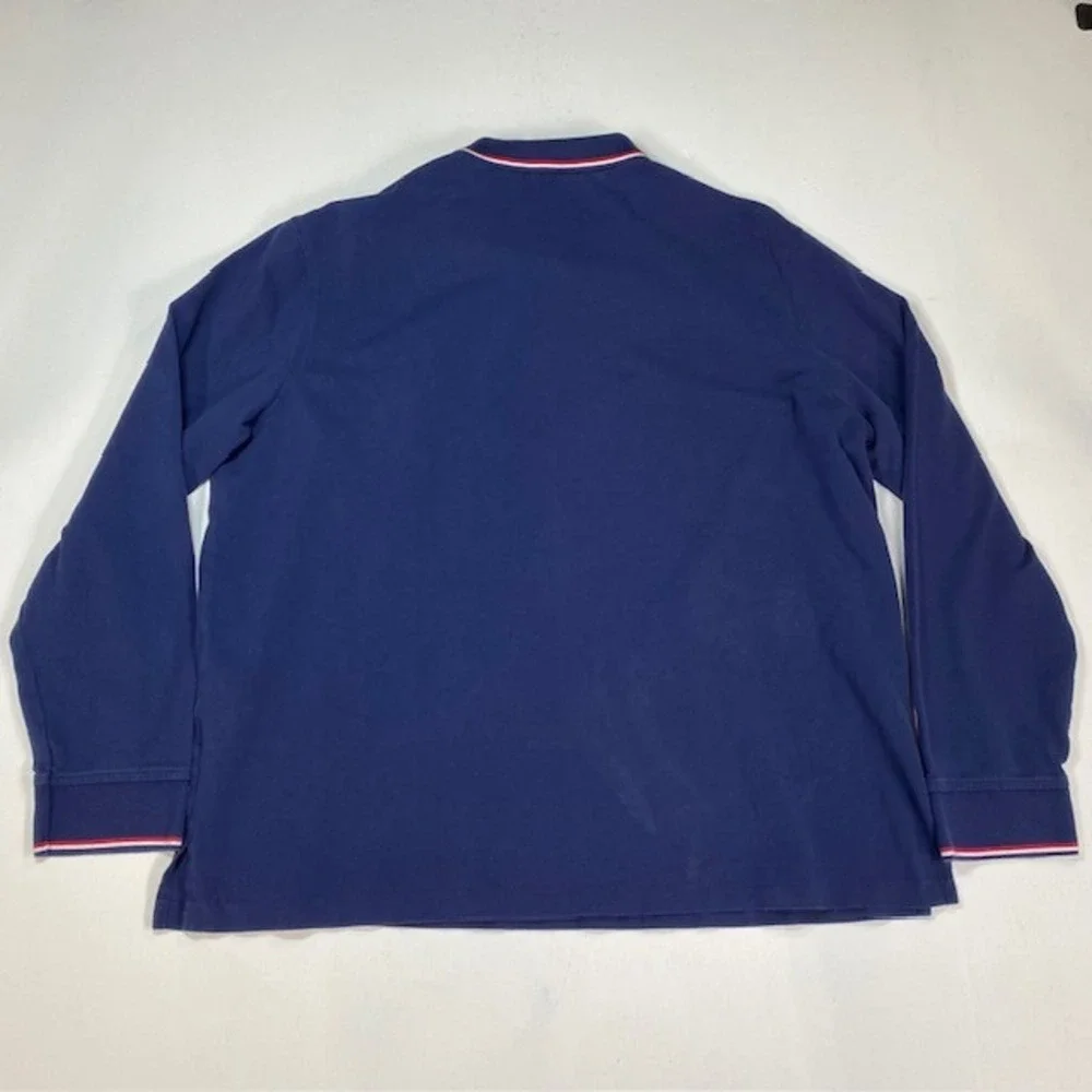 Polo Ralph Lauren Mens XXL Navy Blue Big Pony Long Sleeve Polo Tipped Trim - Picture 10 of 10